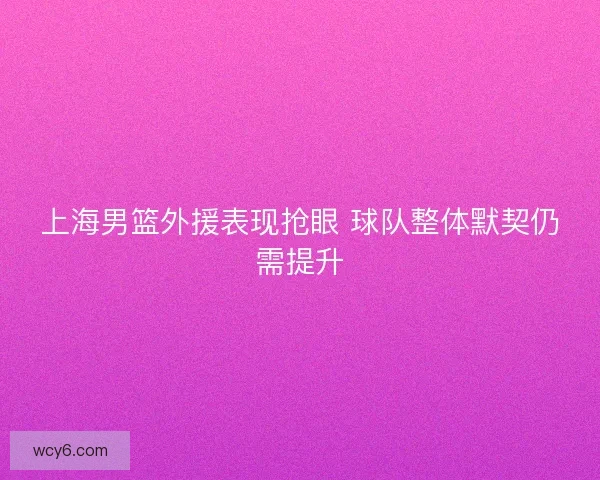 上海男篮外援表现抢眼 球队整体默契仍需提升