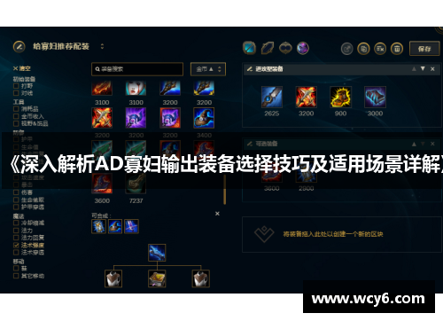 《深入解析AD寡妇输出装备选择技巧及适用场景详解》
