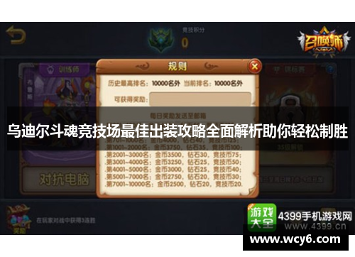 乌迪尔斗魂竞技场最佳出装攻略全面解析助你轻松制胜